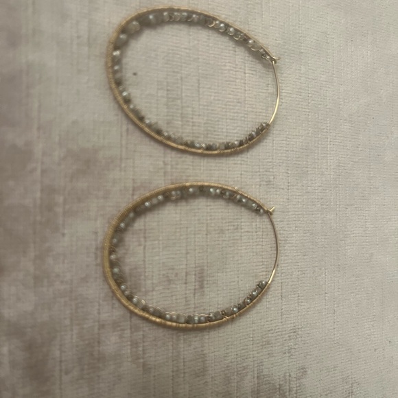 Dana Kellin Brown and Gray Diamond Hoops in 14K Yellow Gold One of a Kind - Picture 3 of 4